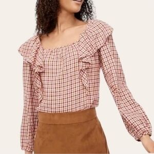 J.Crew square neck plaid bouse